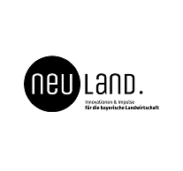 zu sehen ist das Logo von Neu.Land in schwarz weißer Schrift
