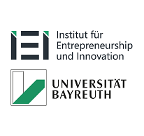 hier sehen Sie das Logo des Institut für Entrepeneurship und Innovation der Uni Bayreuth in schwarzer und grüner Schrift